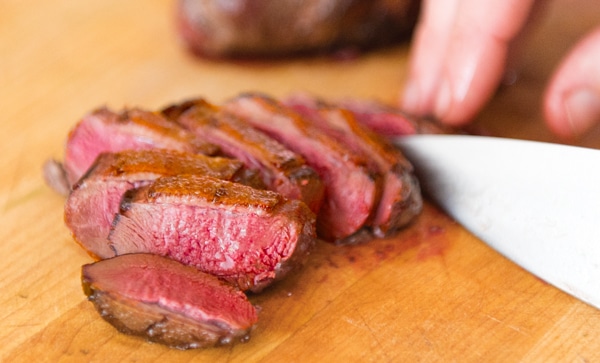 Sliced duck breast