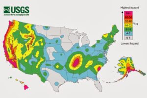 Map of the U.S. and its seismic zones.